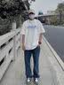 真维斯（Jeanswest）纯棉短袖t恤男运动潮流百搭休闲半袖2026新款打底夏季美式体恤衫  卡其(日落城市) 2XL (185) (体重160-180斤) 实拍图