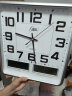 康巴丝（Compas）挂钟客厅 万年历温湿度时钟 简约方形日历石英钟表挂墙C2983 闪银 实拍图