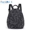 Frazzil/法姿小双肩包女新品黑色印花帆布休闲背包时尚贝壳书包潮  2845 黑白梦幻 小号 实拍图