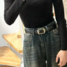 卡帝乐鳄鱼皮带女时尚百搭针扣腰带牛仔裙子装饰韩版潮ins风休闲简约裤带 黑色【宽度2.8CM】 95cm 实拍图