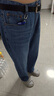 AEMAPE高端苹果男士100%纯棉牛仔裤春秋款宽松阔腿高腰深裆宽腿大码长裤 【厚款】深蓝色 36  (2尺8) 实拍图