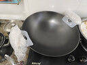 洽硕陆川铸铁生铁炒菜锅不粘锅炒锅无涂层少油烟大双耳圆底铁锅燃气灶 42cm加厚铸铁炒锅(带盖） 实拍图