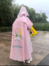 牧萌儿童雨衣带书包位男童女童加长全身学生雨披 粉美人鱼拉链款 5XL 实拍图