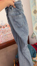 【遮胯显瘦】新款做旧感窄版直筒阔腿牛仔裤女2025高腰宽松牛仔裤 浅蓝加长 常规 XL 建议121-135斤 实拍图