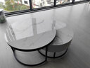 双虎家私 轻奢圆形茶几现代简约客厅小户型收纳岩板茶几组合310 310茶几组合【单抽】 实拍图