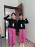 ASK JUNIOR女童套装秋装儿童连帽卫衣休闲工装裤运动撞色两件套 粉色 150 实拍图