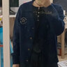 百图betu女装春季新款毛针织衫减龄学院风正肩长袖开衫女2401T02 宝蓝 M 实拍图