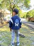 真维斯（Jeanswest）男童春秋外套儿童2026新款学院风拼接棒球服男大童春装时尚夹克衫 藏蓝/快乐生活K+太空骑行 160 实拍图
