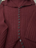 牧兰奴卡 纯羊毛针织衫女开衫POLO领长袖羊毛衫宽松休闲抽条毛衣外套 酒红色 XL 晒单实拍图