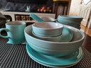 摩卡色mocarose碗碟套装碗盘家用餐具套装整套乔迁搬家新婚礼物炻瓷碗筷 炻彩孔雀青（精美礼盒装） 20头 实拍图