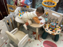 曼龙儿童学习桌宝宝写字游戏桌可升降可调节花生桌豌豆桌写字台米黄色 实拍图