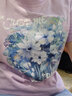 真维斯圆领宽松纯棉短袖t恤女春秋季新款短款小个子休闲t恤长袖上衣服GX 丁香紫-浅蓝油画 L 【舒适透气】 实拍图