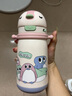 babycare儿童小企鹅保温杯婴幼儿宝宝吸管杯学饮杯外出水壶幼儿园儿童水杯 450mL-莱莎粉 实拍图