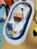 YEESOOM英国孕森婴儿洗澡盆大号折叠家用可坐可躺宝宝浴盆新生儿童桶 【蓝色】加大款+悬浮垫+2个脸盆 实拍图