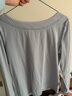 尚都比拉春秋一字领上衣显瘦长袖t恤女宽松高级感内搭打底衫 灰蓝色 S  实拍图