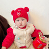 贝娜茜婴儿帽子冬季儿童帽子围巾男女宝宝婴幼儿6-12个月红色过年毛线帽 双球平安-红色 单买帽子 6个月-3岁(44-50.5CM) 实拍图