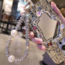 艾德加手机链手腕款手机壳短挂绳编织13苹果15防丢绳16iphone14珍珠华为小米手机配饰保护壳挂链串珠女款 【银色】白珍珠水钻手链+透明卡条 实拍图