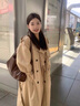 clotho Rennie品牌双排扣收腰系带风衣女中长款2026春秋新款韩版宽松气质外套 卡其色 M 实拍图