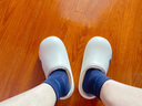 洁丽雅防水棉拖鞋男士秋冬季家居室内防滑防臭保暖踩屎感全包跟棉鞋女款 白蓝 40-41 【适合39-40码】 实拍图