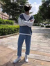 蓦沐牛仔裤子男春夏直筒潮牌休闲长裤宽松百搭裤子韩版青少年春夏男装 中蓝色2207-2 L 115斤-125斤 实拍图