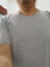 欧替西【两件装】纯棉纯色短袖T恤男同款全棉圆领打底衫潮半袖重磅厚实 灰色+灰色 4XL【建议穿170-180斤】 实拍图