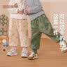 嘟嘟家儿童加绒加厚裤子冬季男童保暖裤冬装女童棉裤宝宝束脚裤满印童装 米色粉兔 130 实拍图