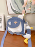 viney斜挎包包女包单肩包帆布包洋气少女学生小布包生日礼物送女友老婆 【蓝色+随机徽章+小鸭挂件】实用 实拍图