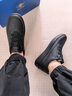 德赛（DESAI）男鞋低帮百搭真皮百搭休闲鞋时尚轻便通勤运动板鞋男 黑色 42 实拍图