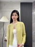 范思蓝恩撞色拼接针织开衫女秋2024新款蝴蝶结刺绣减龄上衣13122 香草黄 S 实拍图