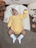 爱宝适婴儿包屁衣秋冬德绒睡衣三角哈衣新生儿打底连体衣黄色T251 66cm 实拍图