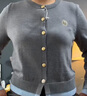 独束大码女装学院风撞色假两件针织衫女春装新款经典圆领学院风 城堡灰 XL (尺码：3) 实拍图
