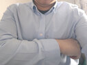 杉杉【DP免烫】80支纯棉长袖衬衫男士商务休闲条纹亲肤抗皱男装衬衣 实拍图