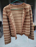 百图betu女装秋季新款毛针织衫美拉德流苏下摆针织开衫女2408X01 咖条纹 M 实拍图