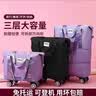 唐狮行李袋旅行包大容量女带滑轮旅游轻便折叠结实耐用手提行李包 黑色【可扩展三层+静音万向轮】 53L 实拍图