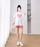 婧麒孕妇装夏装上衣短袖棉宽松T恤短裤遮肚子可爱印花套装大码韩版 【短裤】粉色Jyk63762 XL 实拍图