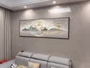 瑞尚（RUISHANG） 新中式客厅装饰画大气山水画横版沙发背景墙画挂画轻奢晶瓷壁画 金山熠熠 210*70/晶瓷面/适合3m沙发 实拍图