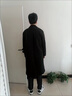 苏京猫新款男士风衣英伦风单排毛呢大衣男长款过膝韩版冬季加厚休闲外套 黑色 M 实拍图