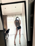 伯仑 简约穿衣镜落地全身镜服装店试衣镜家用防爆壁挂镜子卧室衣橱镜 【防爆】黑色 【带支架】80*180cm 实拍图