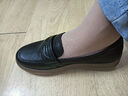 森达乐福鞋女软底不累脚英伦风牛皮一脚蹬套脚单鞋4CF25AA4 黑色 35 实拍图