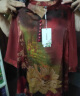 缇米媗妈妈夏装套装中国风套装中老年女装宽松大码印花七分袖T恤两件套 红色上衣+裤子 2XL建议穿115-130斤 晒单实拍图