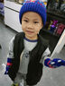 汪汪队立大功儿童帽子五指手套2件套条纹撞色秋冬男女童针织帽保暖手套 蓝色 实拍图