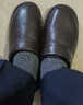 范米尼头层牛皮棉拖鞋秋冬真皮拖鞋加厚防泼水家居家用室内男女老人防滑 652【棕色】显瘦版.头层牛皮鞋面 41-42 码【28】内长26厘米 实拍图