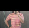 茵曼（INMAN）索罗纳凉感条纹气质针织衫2024夏季女装新款小个子轻薄短袖上衣 藕粉色 S 晒单实拍图