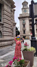 尚都比拉春秋中长款印花红色连衣裙气质女神范显瘦度假裙子 红花 M  实拍图