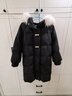 茵曼（INMAN）2025冬季女装新款高充绒量白鸭绒连帽毛领羽绒服长款外套大衣上衣 午夜黑 S 实拍图