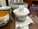 金镶玉盖碗茶具 陶瓷三才泡茶碗家用手工绘制送礼品盒高档 墨兰盖碗 实拍图