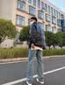 WHIM NASA秋冬季PU皮棉服男士韩版宽松防风立领羽加厚绒服港风青少年棉衣潮 黑色 XL 约130-150斤可穿 实拍图