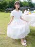 G.duck童装女童连衣裙夏季儿童公主裙韩版时尚23新款小女孩泡泡袖雪纺裙 白色 140 尺码9~10岁【130-140cm】 实拍图