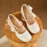 达芙妮（DAPHNE）法式玛丽珍鞋2024新款高跟鞋粗跟中跟单鞋伴娘婚鞋日常可穿 米白色 37 晒单实拍图