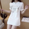 乔骏晟中长款短袖t恤女2023夏季韩版修身白色体恤网纱半袖上衣女潮 晒单实拍图